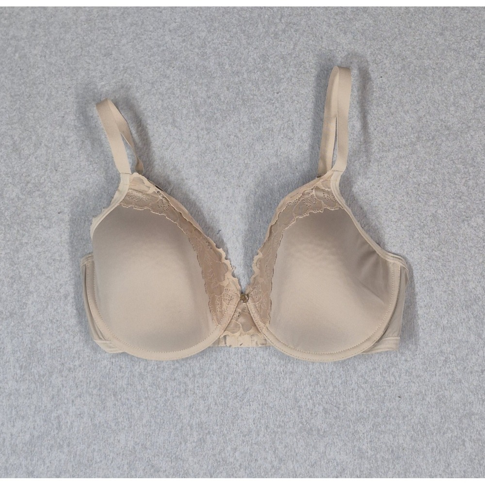 Natori Women Bra 36D Beige Adjustable Strap T-Shirt Underwired Lace Mixed
